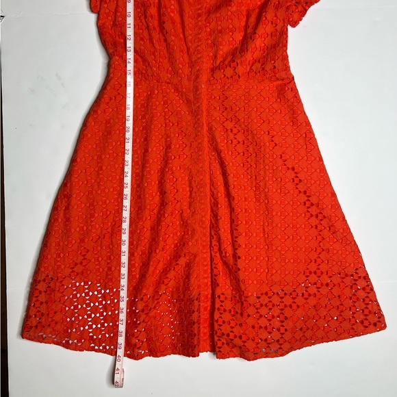 Ann Taylor Orange Eyelet A-line Flare Dress with Collar, MWT, SZ 12P - Picture 4 of 7